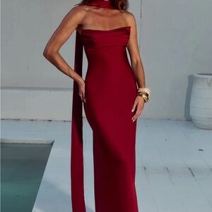 Red Strapless Maxi Dress - Runaway the Label